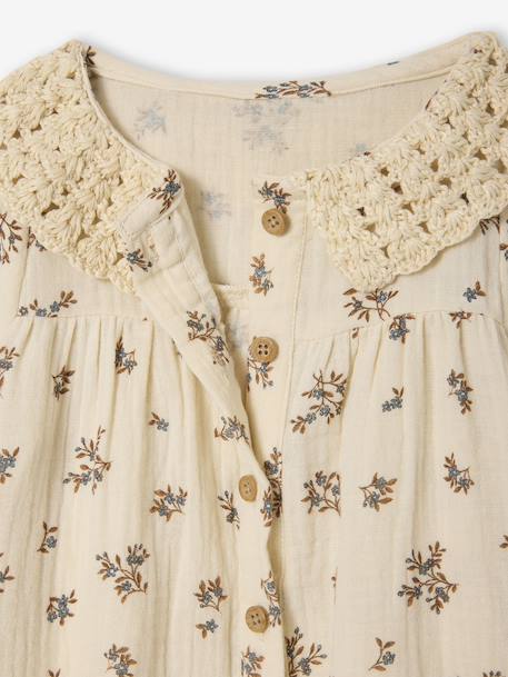 Blouse imprimée bébé avec col en crochet vanille 3 - vertbaudet enfant 