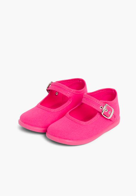 Chaussures en toile avec fermeture à boucle Aigue-marine+Blanc+Bleu marine+Écru+Fucsia+Gris+Jaune citron+Rose 27 - vertbaudet enfant 