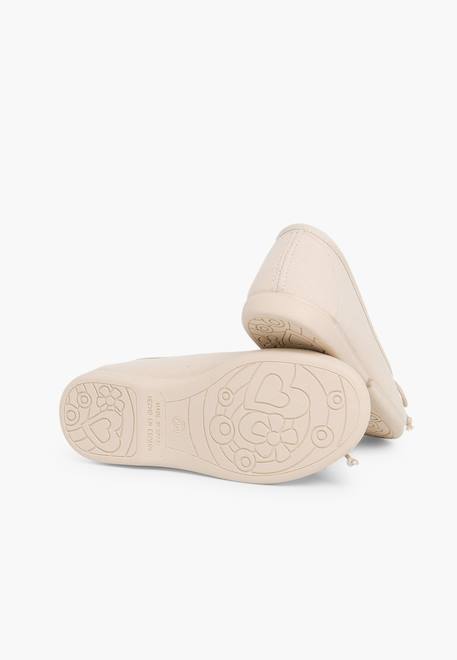 Ballerines pour fille  en toile avec ruban Blanc+Bleu marine+Écru+Fucsia+Gris+Rose pâle+Rouge+Sable 40 - vertbaudet enfant 
