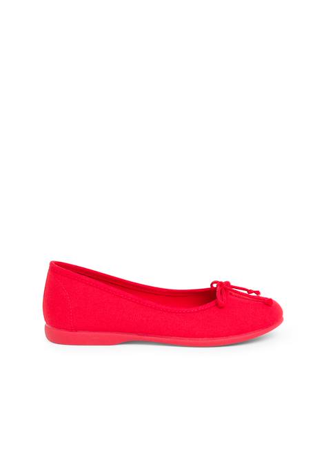 Ballerines pour fille  en toile avec ruban Blanc+Bleu marine+Écru+Fucsia+Gris+Rose pâle+Rouge+Sable 33 - vertbaudet enfant 