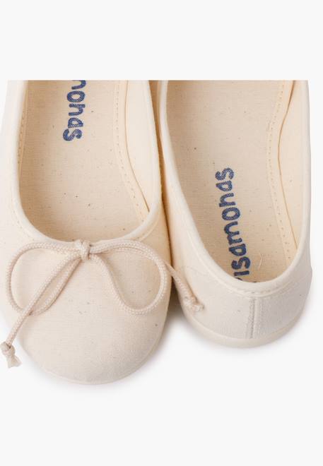 Ballerines pour fille  en toile avec ruban Blanc+Bleu marine+Écru+Fucsia+Gris+Rose pâle+Rouge+Sable 17 - vertbaudet enfant 