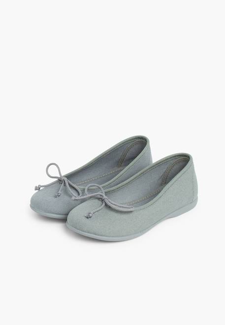 Ballerines pour fille  en toile avec ruban Blanc+Bleu marine+Écru+Fucsia+Gris+Rose pâle+Rouge+Sable 26 - vertbaudet enfant 