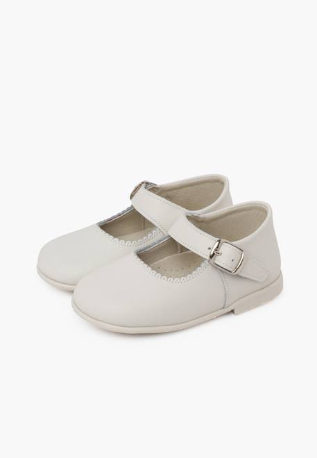 Chaussures babies à boucle en cuir Blanc+Bleu marine+Bordeaux+Marron+Porcelaine+Rose+Rouge 28 - vertbaudet enfant 