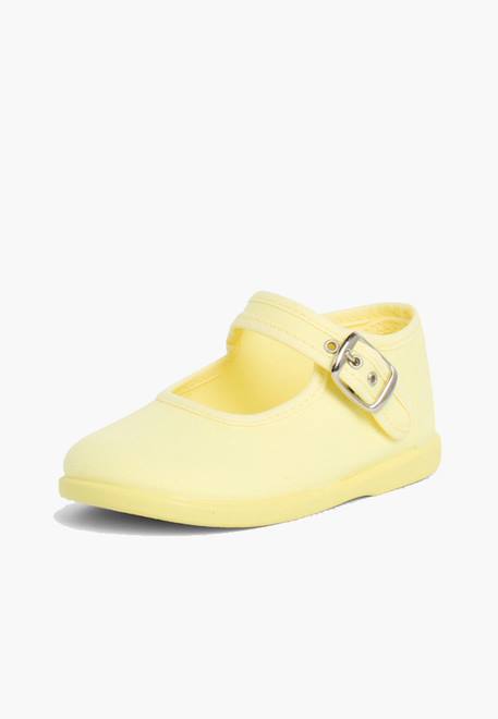 Chaussures en toile avec fermeture à boucle Aigue-marine+Blanc+Bleu marine+Écru+Fucsia+Gris+Jaune citron+Rose 35 - vertbaudet enfant 