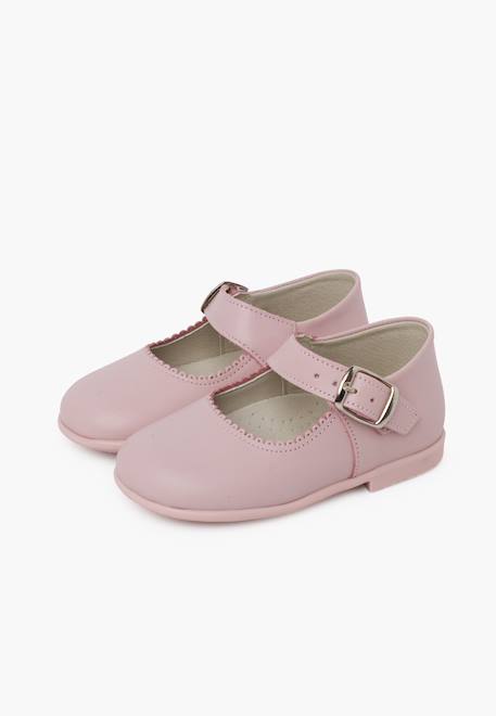 Chaussures babies à boucle en cuir Blanc+Bleu marine+Rose 16 - vertbaudet enfant 