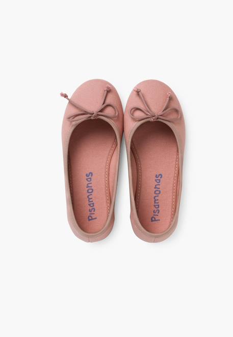 Ballerines pour fille  en toile avec ruban Blanc+Bleu marine+Écru+Fucsia+Gris+Rose pâle+Rouge+Sable 32 - vertbaudet enfant 