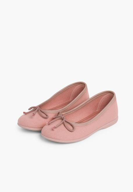 Ballerines pour fille  en toile avec ruban Blanc+Bleu marine+Écru+Fucsia+Gris+Rose pâle+Rouge+Sable 31 - vertbaudet enfant 