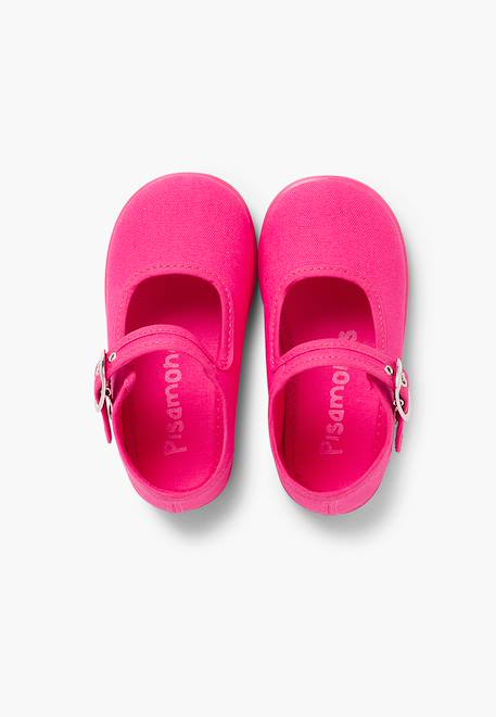 Chaussures en toile avec fermeture à boucle Aigue-marine+Blanc+Bleu marine+Écru+Fucsia+Gris+Jaune citron+Rose 28 - vertbaudet enfant 