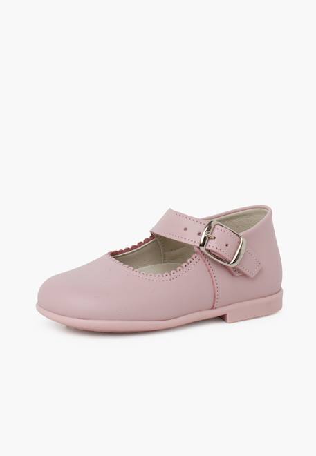 Chaussures babies à boucle en cuir Blanc+Bleu marine+Rose 14 - vertbaudet enfant 