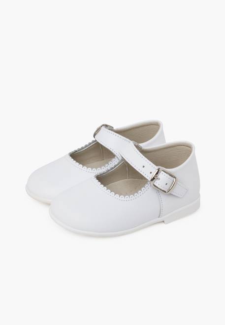 Chaussures babies à boucle en cuir Blanc+Bleu marine+Bordeaux+Marron+Porcelaine+Rose+Rouge 4 - vertbaudet enfant 