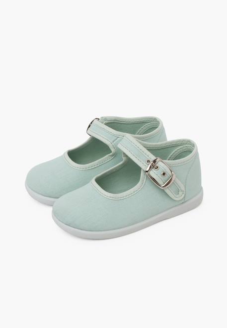 Chaussures en toile avec fermeture à boucle Aigue-marine+Blanc+Bleu marine+Écru+Fucsia+Gris+Jaune citron+Rose 4 - vertbaudet enfant 