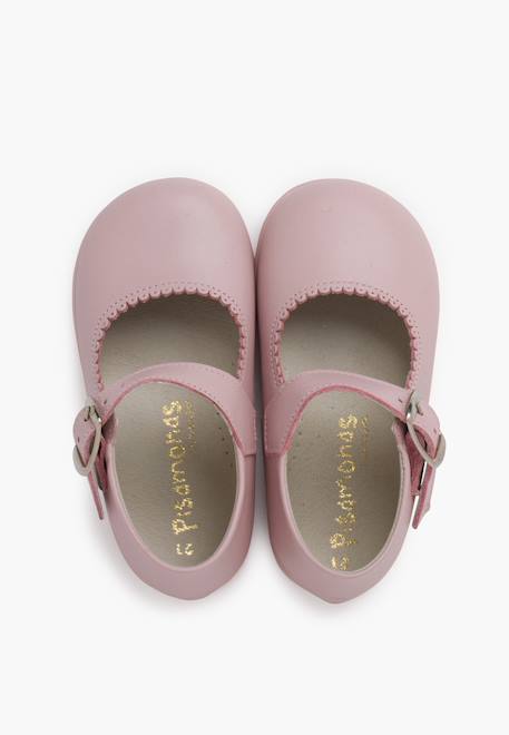 Chaussures babies à boucle en cuir Blanc+Bleu marine+Rose 17 - vertbaudet enfant 