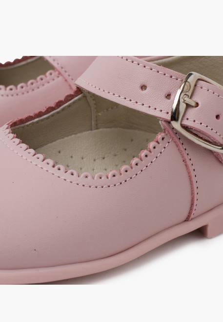 Chaussures babies à boucle en cuir Blanc+Bleu marine+Rose 18 - vertbaudet enfant 