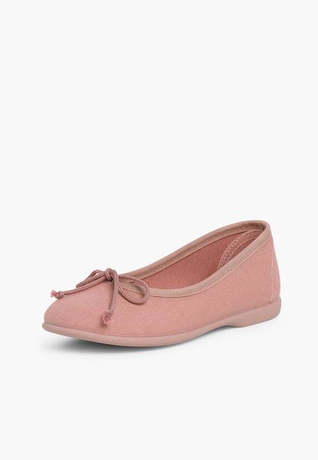 Ballerines pour fille  en toile avec ruban Blanc+Bleu marine+Écru+Fucsia+Gris+Rose pâle+Rouge+Sable 29 - vertbaudet enfant 