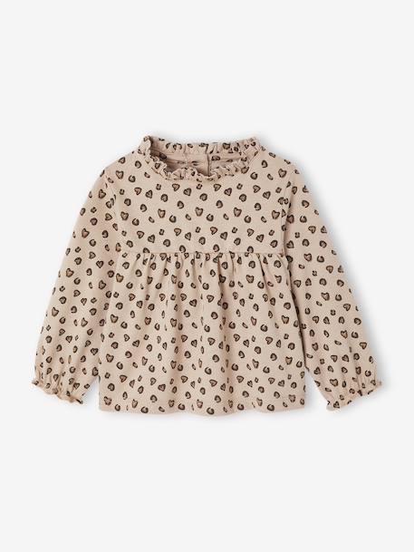 T-Shirt bébé imprimé manches longues taupe 1 - vertbaudet enfant 