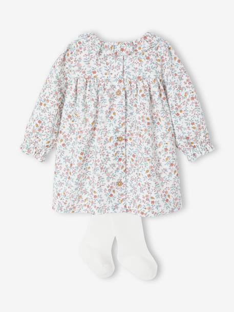 Ensemble naissance robe imprimée à fleurs + collants écru 4 - vertbaudet enfant 