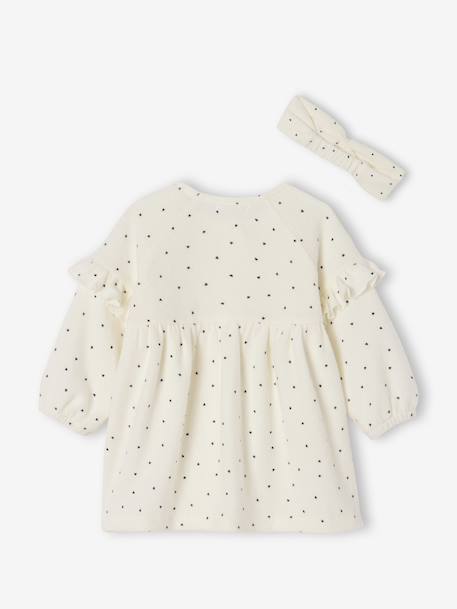 Ensemble naissance robe + bandeau imprimés coeurs écru 3 - vertbaudet enfant 