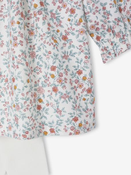 Ensemble naissance robe imprimée à fleurs + collants écru 6 - vertbaudet enfant 