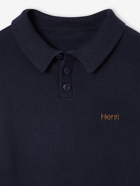 Pull Col Polo Couleur Uni bleu nuit 4 - vertbaudet enfant 