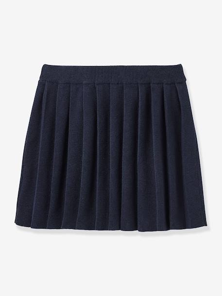 Jupe plissée fille en tricot marine 2 - vertbaudet enfant 