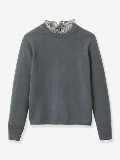 -Pull fille col tissu Liberty