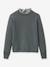 Pull fille col tissu Liberty VERT FONCE UNI 1 - vertbaudet enfant 