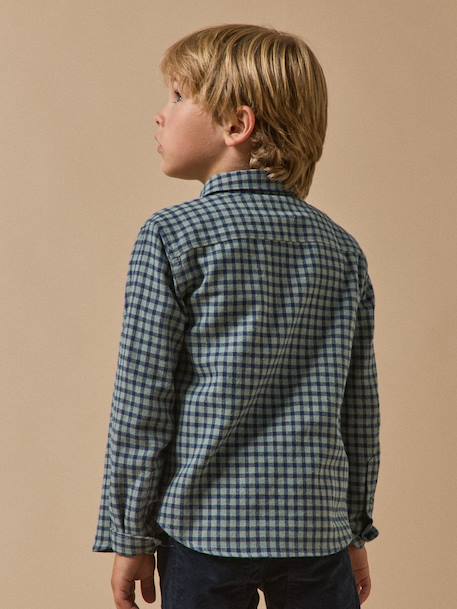 Chemise flanellisée à carreaux garçon vert 4 - vertbaudet enfant 