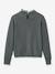 Pull fille col tissu Liberty VERT FONCE UNI 2 - vertbaudet enfant 
