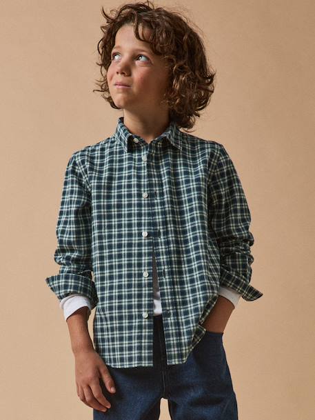 Chemise flanellisée garçon bleu 2 - vertbaudet enfant 