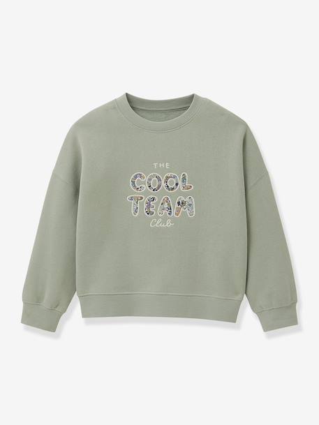 Sweat Cool Team Fille tissu Liberty coton biologique marine+vert d'eau 2 - vertbaudet enfant 