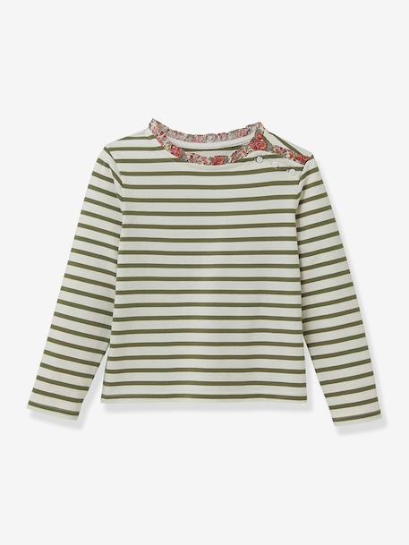 T-shirt marinière fille tissu Liberty coton biologique bleu imprimé+rose imprimé+violet imprimé 2 - vertbaudet enfant 