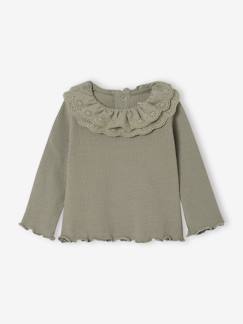 -T-shirt bébé manches longues avec collerette brodée