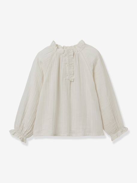 Blouse fille en gaze de coton écru 1 - vertbaudet enfant 