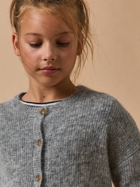 Cardigan fille avec laine et mohair gris 4 - vertbaudet enfant 