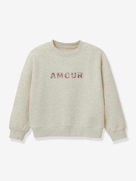 Sweat fille lettres en tissu Liberty coton biologique beige 1 - vertbaudet enfant 