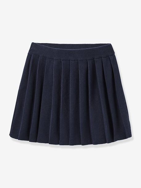 Jupe plissée fille en tricot marine 1 - vertbaudet enfant 