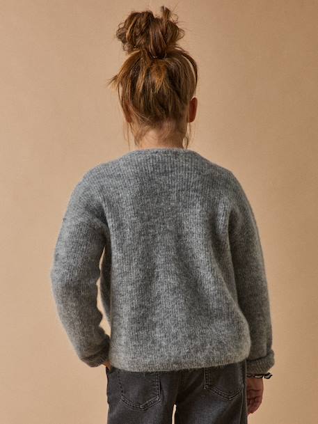 Cardigan fille avec laine et mohair gris 3 - vertbaudet enfant 