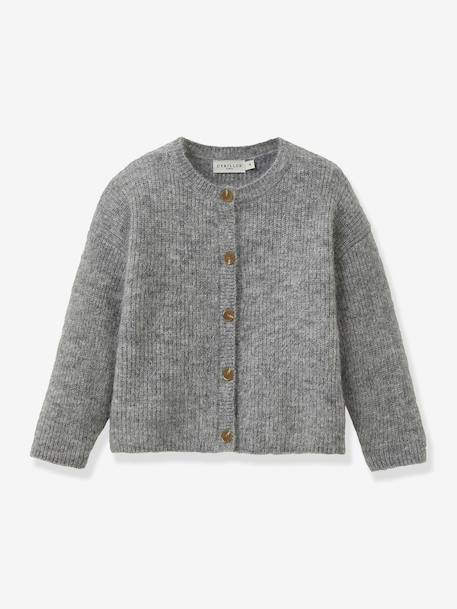 Cardigan fille avec laine et mohair gris 1 - vertbaudet enfant 