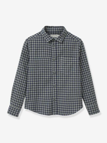 Chemise flanellisée à carreaux garçon vert 1 - vertbaudet enfant 