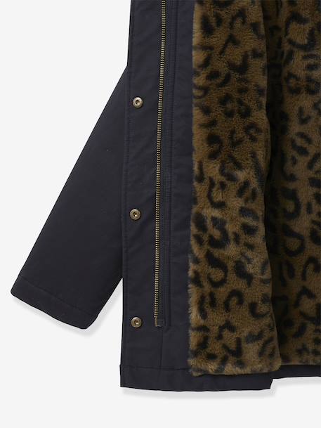 Parka courte fille doublée léopard encre 3 - vertbaudet enfant 