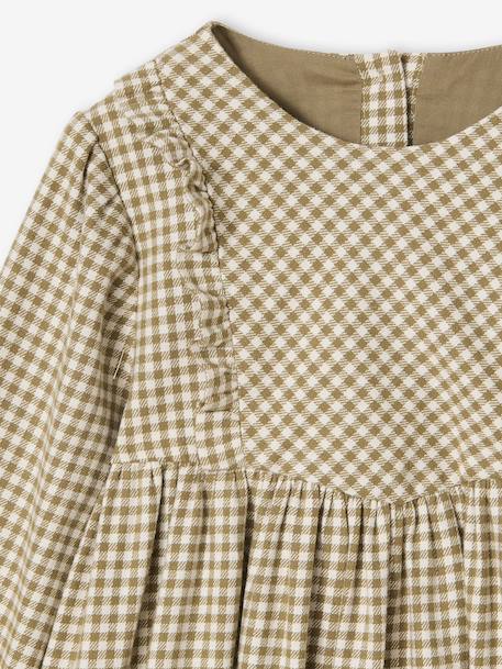 Robe vichy à volants fille carreaux gris+olive 9 - vertbaudet enfant 