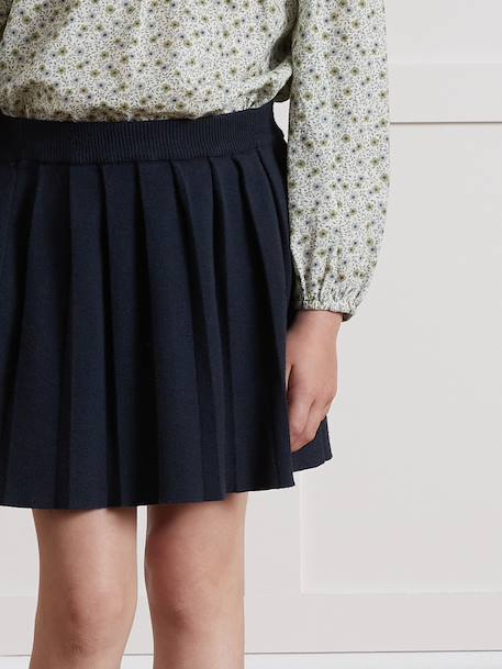 Jupe plissée fille en tricot marine 5 - vertbaudet enfant 