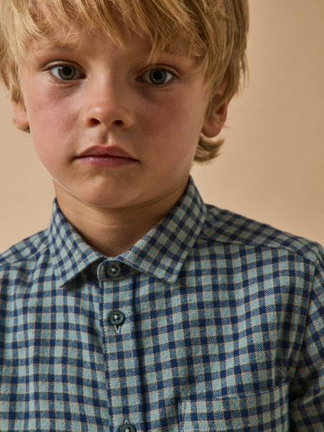 Chemise flanellisée à carreaux garçon vert 3 - vertbaudet enfant 
