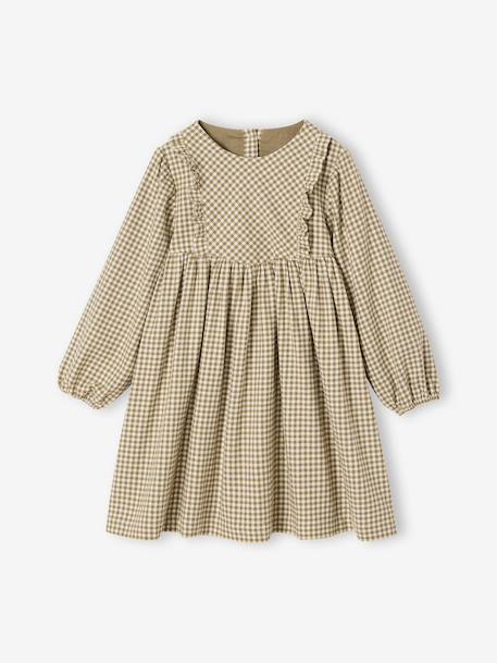 Robe vichy à volants fille carreaux gris+olive 7 - vertbaudet enfant 
