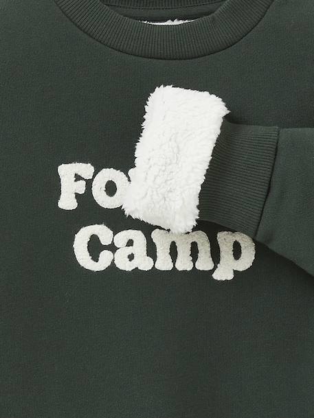 Sweat doublé sherpa garçon vert 2 - vertbaudet enfant 