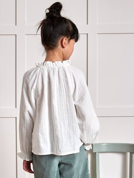 Blouse fille en gaze de coton écru 5 - vertbaudet enfant 