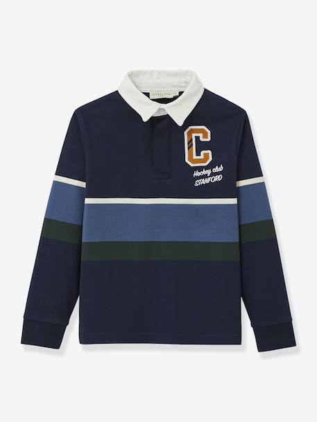 Polo-rugby rayé garçon coton biologique bleu 1 - vertbaudet enfant 