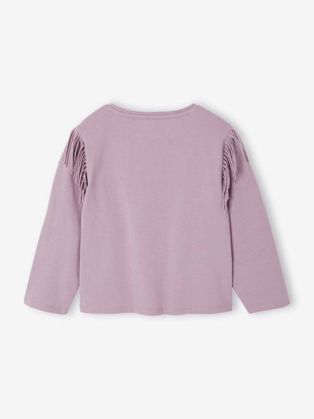 Tee-shirt fille à franges manches longues mauve 2 - vertbaudet enfant 