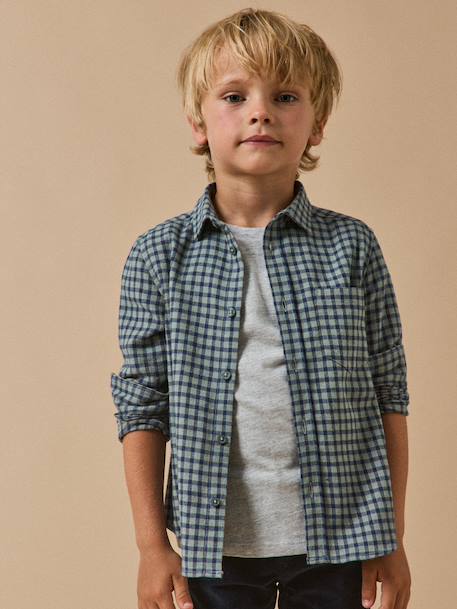 Chemise flanellisée à carreaux garçon vert 2 - vertbaudet enfant 