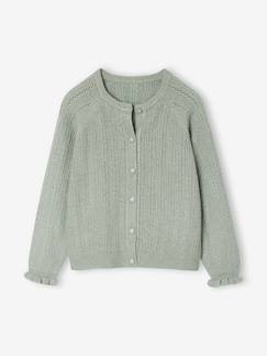 -Gilet fille en maille mousseuse ajourée